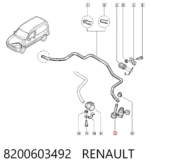 Łącznik stabilizatora przedniego 8200603492 Renault (RVI)