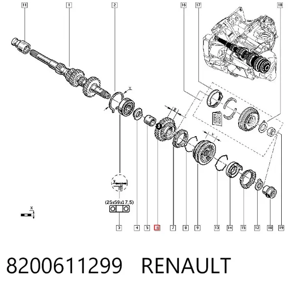 Koło zębate 5. biegu napędzające 8200611299 Renault (RVI)