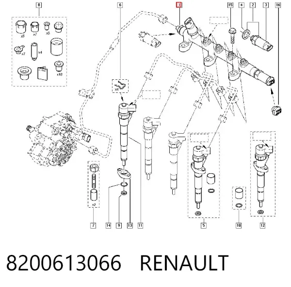 Rozdzielacz paliwa 8200613066 Renault (RVI)