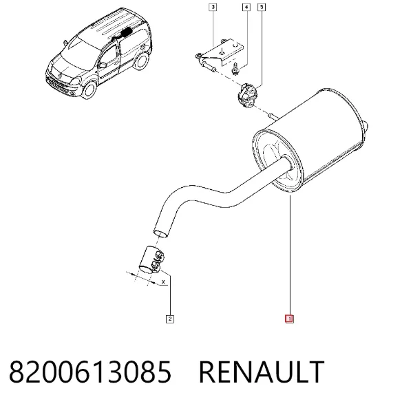 Tłumik, tylna część 8200613085 Renault (RVI)