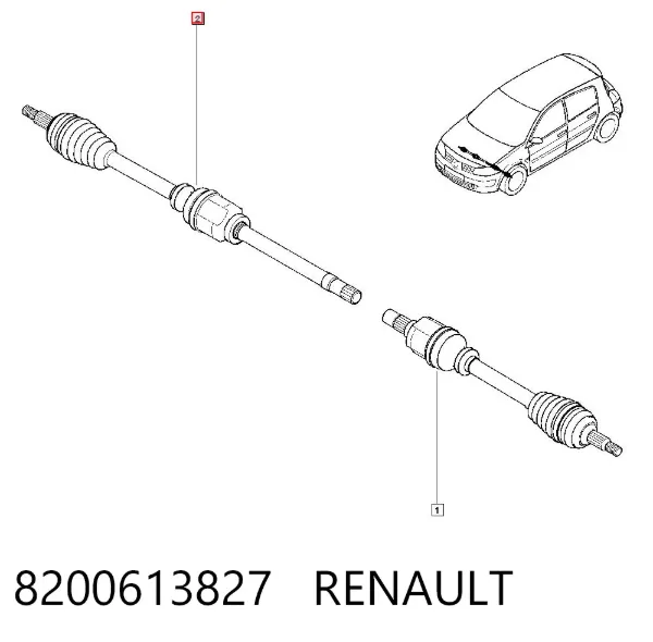 Półoś napędowa przednia prawa 8200613827 Renault (RVI)