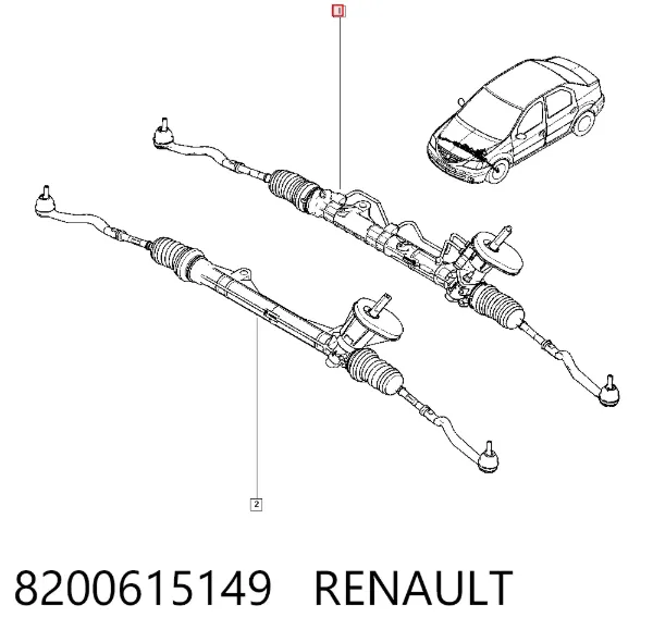 Listwa kierownicza (maglownica) 8200615149 Renault (RVI)