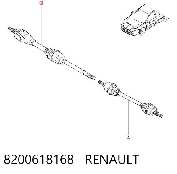 Półoś napędowa przednia prawa 8200618168 Renault (RVI)