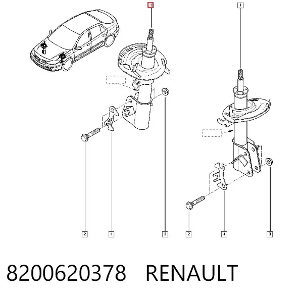 Amortyzator przedni 8200620378 Renault (RVI)
