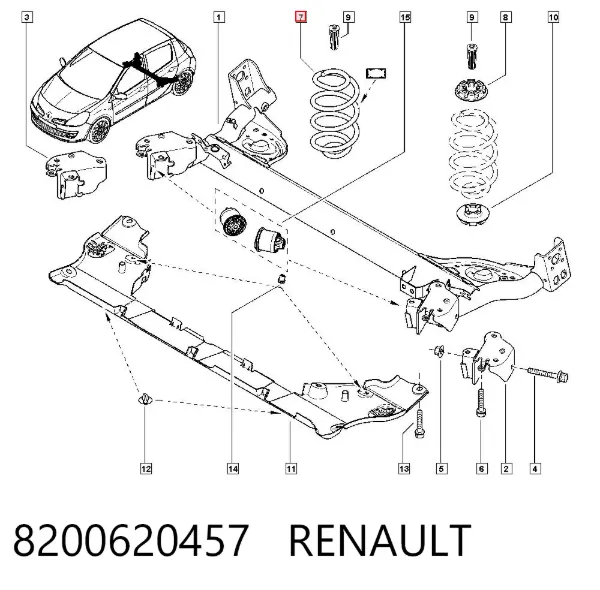 Sprężyna tylna 8200620457 Renault (RVI)