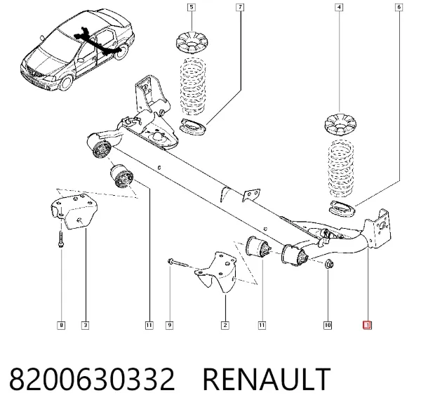 Korpus osi tylnej 8200630332 Renault (RVI)