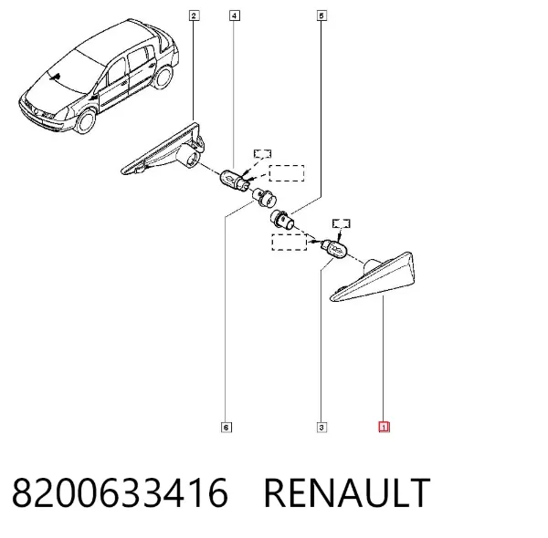 Powtarzacz kierunkowskazu na błotniku lewy 8200633416 Renault (RVI)