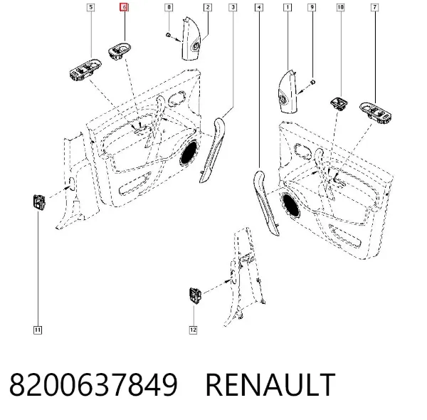 Panel (nakładka) modułu sterowania podnośnikiem szyby przedni lewy 8200637849 Renault (RVI)