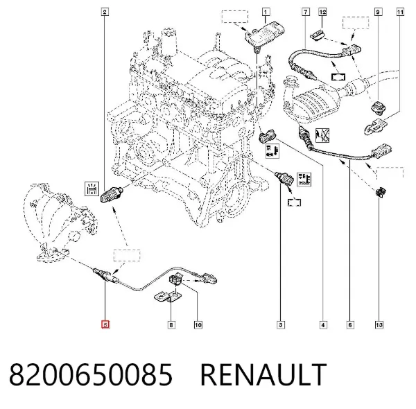 Sonda lambda czujnik tlenu przed katalizatorem 8200650085 Renault (RVI)