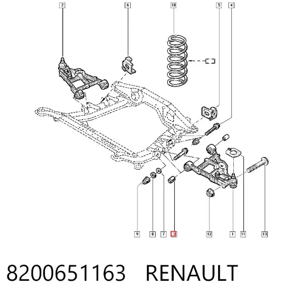 Silentblock przedniego wahacza dolnego 8200651163 Renault (RVI)
