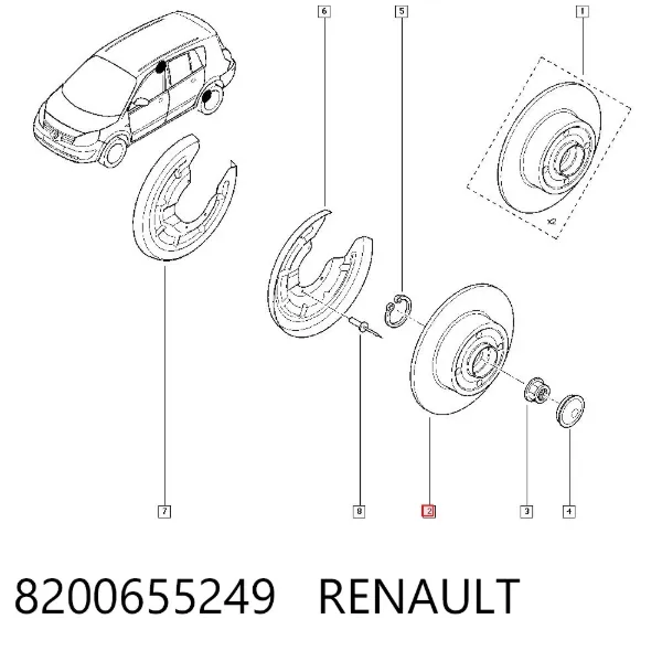 Tarcza hamulcowa tylna 8200655249 Renault (RVI)