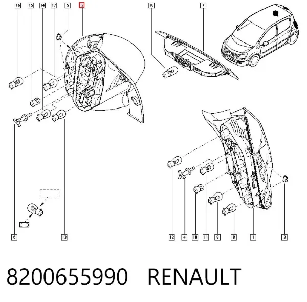 Lampa zespolona tylna prawa 8200655990 Renault (RVI)