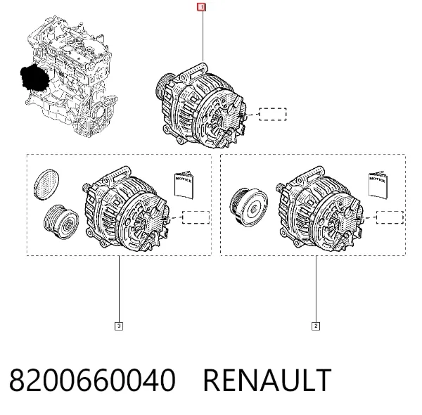 Alternator 8200660040 Renault (RVI)