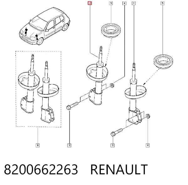 Amortyzator przedni 8200662263 Renault (RVI)