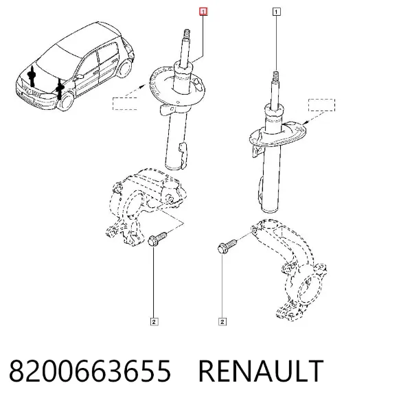 Amortyzator przedni 8200663655 Renault (RVI)