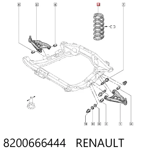 Sprężyna przednia 8200666444 Renault (RVI)