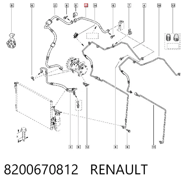 Przewód klimatyzacji, od parownika do sprężarki 8200670812 Renault (RVI)