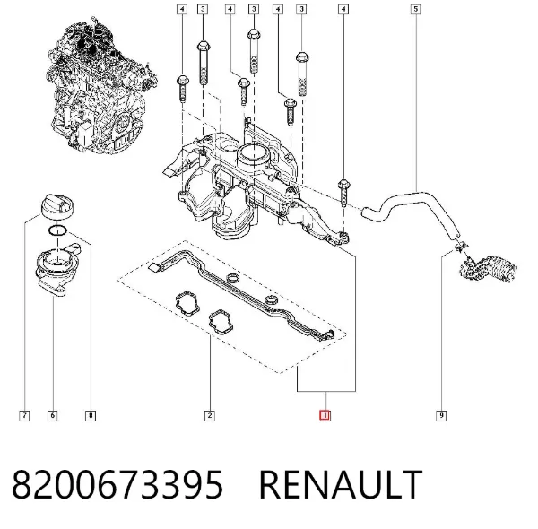 Pokrywa zaworowa 8200673395 Renault (RVI)
