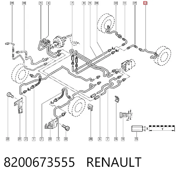 Przewód hamulcowy tylny lewy 8200673555 Renault (RVI)