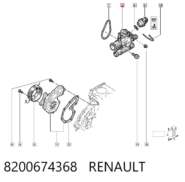 Obudowa termostatu 8200674368 Renault (RVI)