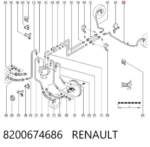 Rurka hamulcowa tylna lewa 8200674686 Renault (RVI)