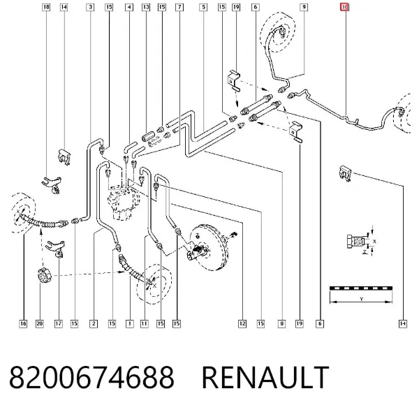 Przewód hamulcowy tylny lewy 8200674688 Renault (RVI)