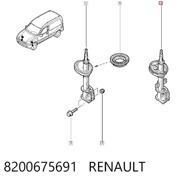 Amortyzator przedni 8200675691 Renault (RVI)