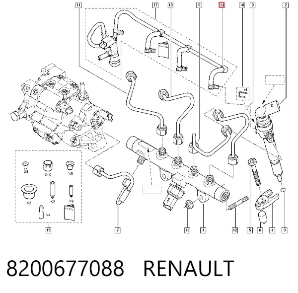 Rurka paliwa, zwrotna od wtryskiwaczy 8200677088 Renault (RVI)