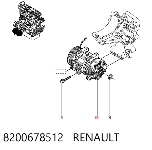 Sprężarka klimatyzacji 8200678512 Renault (RVI)