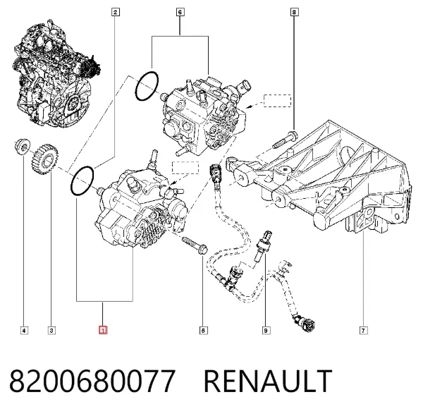 Pompa wtryskowa wysokiego ciśnienia 8200680077 Renault (RVI)