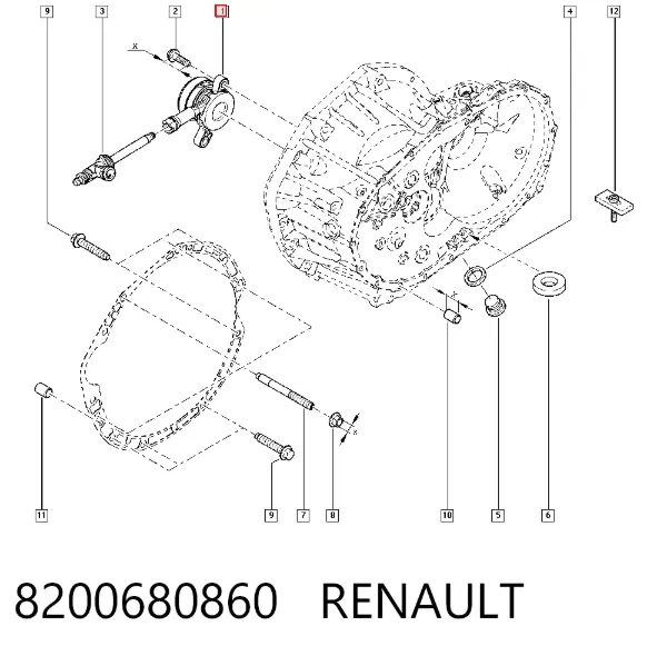 Cylinder roboczy sprzęgła (wysprzęglik) w komplecie z łożyskiem wyciskowym 8200680860 Renault (RVI)