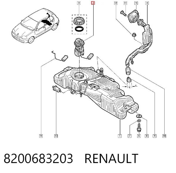 Moduł pompy paliwowej z czujnikiem poziomu paliwa 8200683203 Renault (RVI)