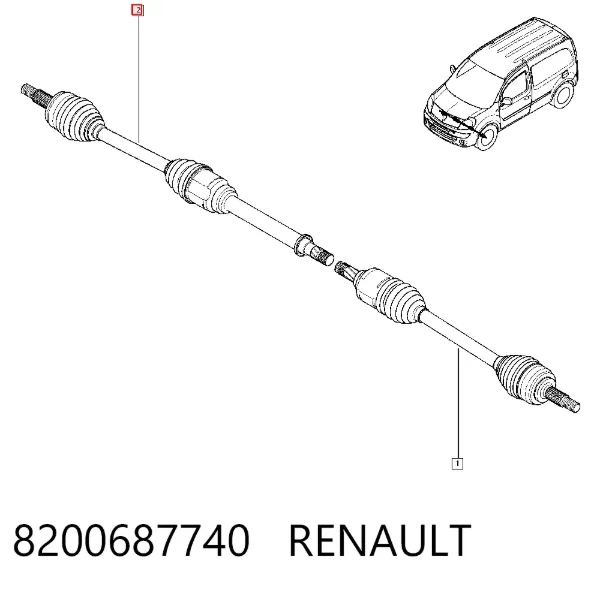 Półoś napędowa przednia prawa 8200687740 Renault (RVI)
