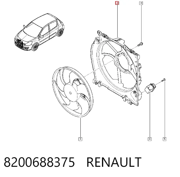 Wentylator elektryczny układu chłodzenia kompletny (silnik+wirnik) 8200688375 Renault (RVI)