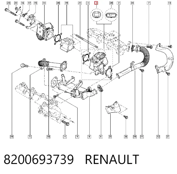 Zawór recyrkulacji spalin EGR 8200693739 Renault (RVI)