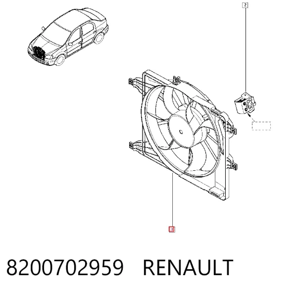 Wentylator elektryczny układu chłodzenia kompletny (silnik+wirnik) 8200702959 Renault (RVI)