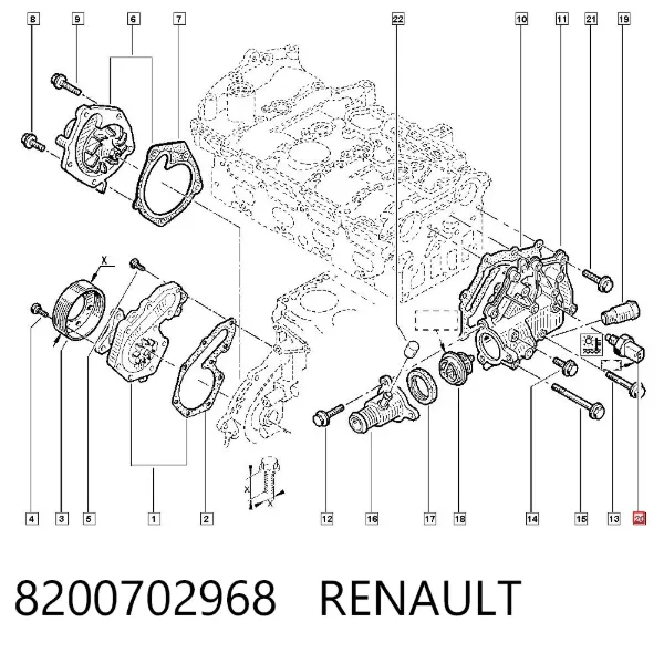 Czujnik temperatury płynu chłodzącego 8200702968 Renault (RVI)