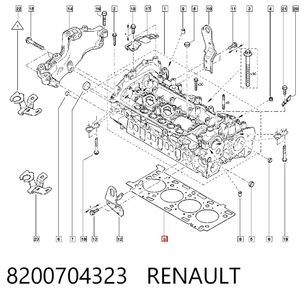 Uszczelka głowicy cylindrów 8200704323 Renault (RVI)