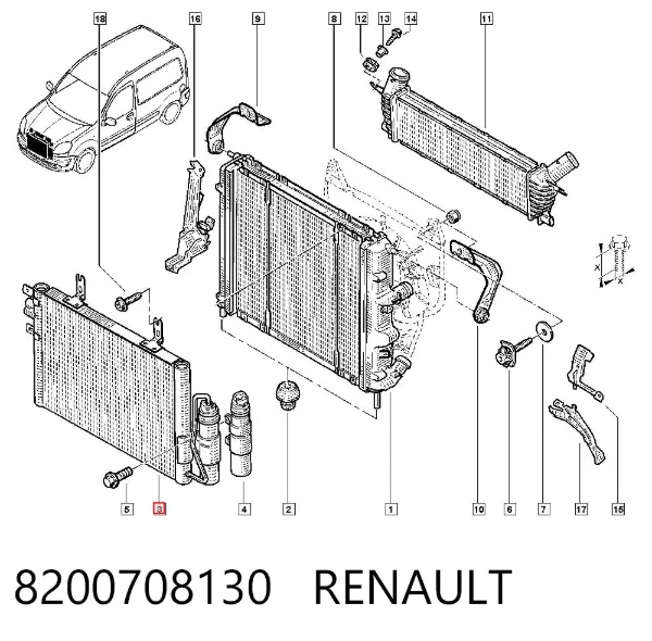 Chłodnica klimatyzacji 8200708130 Renault (RVI)