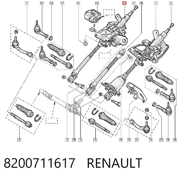 Kolumna (wał) kierownicza (kierownicy) 8200711617 Renault (RVI)