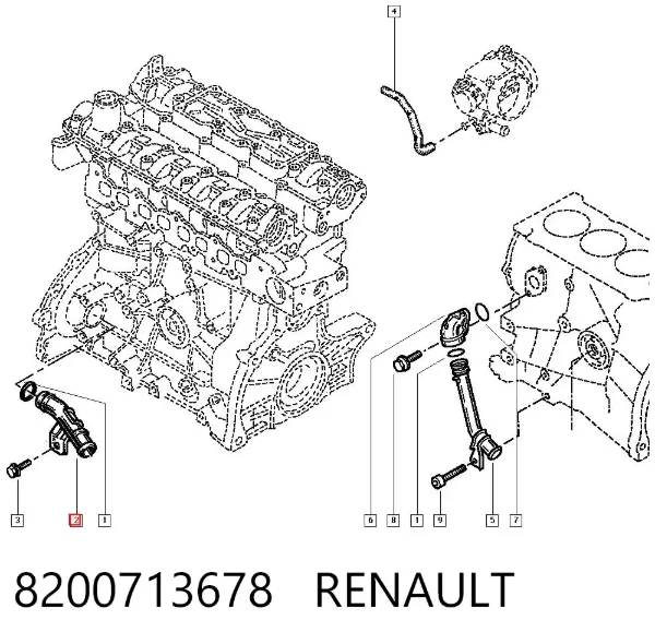 Przewód (króciec) pompy wodnej odbiorczy 8200713678 Renault (RVI)