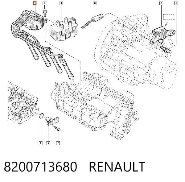 Zestaw przewodów wysokiego napięcia 8200713680 Renault (RVI)