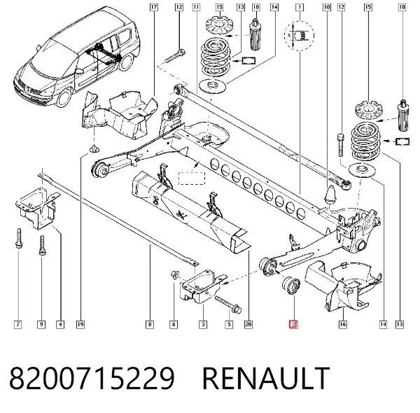 Silentblock tylnej belki 8200715229 Renault (RVI)