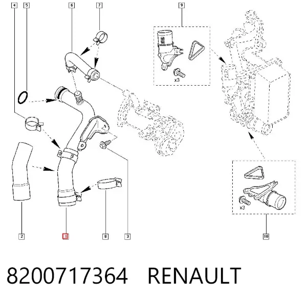 Przewód (króciec) układu chłodzenia 8200717364 Renault (RVI)