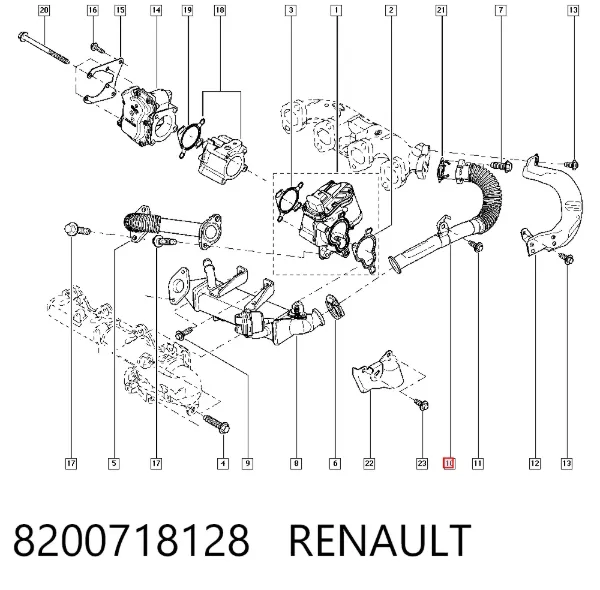 Wąż (przewód) chłodnicy EGR, doprowadzenie 8200718128 Renault (RVI)
