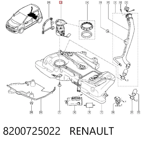 Moduł pompy paliwowej z czujnikiem poziomu paliwa 8200725022 Renault (RVI)