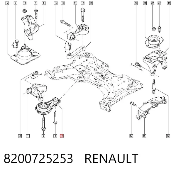 Poduszka (podpora) silnika dolna 8200725253 Renault (RVI)