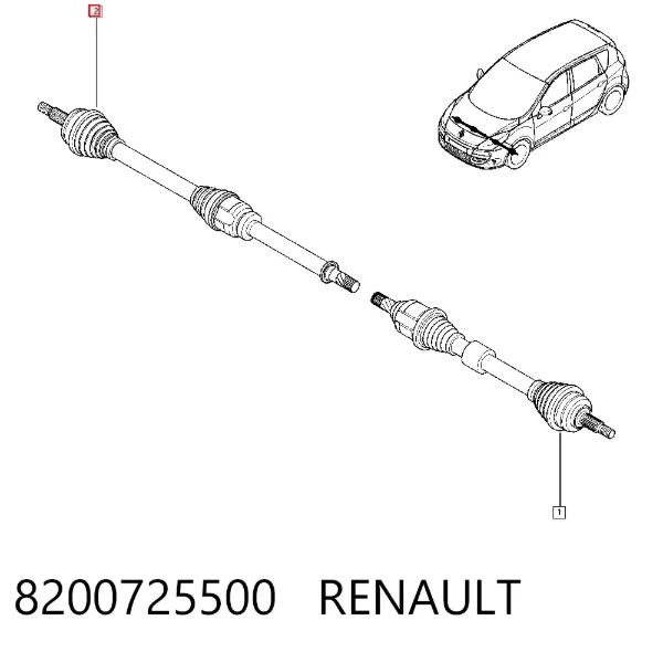 Półoś napędowa przednia prawa 8200725500 Renault (RVI)