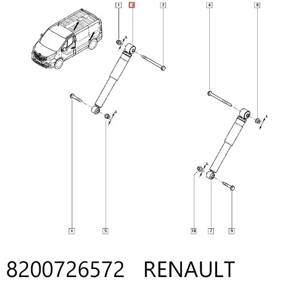 Amortyzator tylny 8200726572 Renault (RVI)