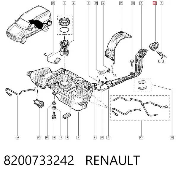 Osłona wlewu paliwa 8200733242 Renault (RVI)